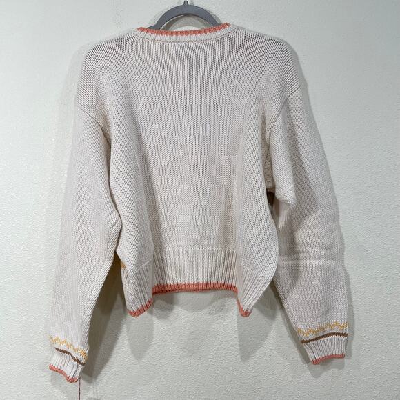 Vintage 80s Patchwork Floral Sweater Coastal Grandma Cottage Prairie Kawaii L - Picture 5 of 10